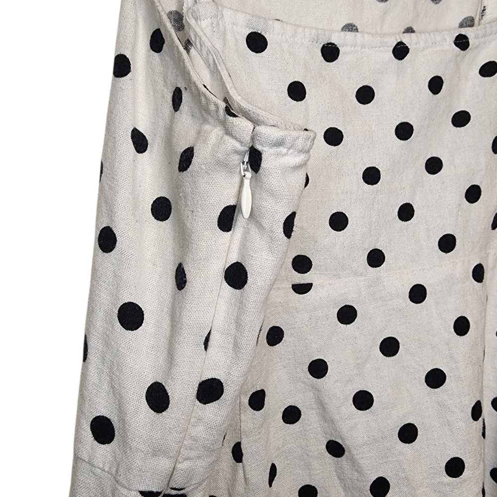 BP. Polka Dot Linen Blend Mini Dress White Black XL Adjustable Straps - Picture 4 of 7